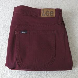 Lee Jeans Womens 14 Straight Leg Mid Rise Regular Stretch Burgundy Winetasting